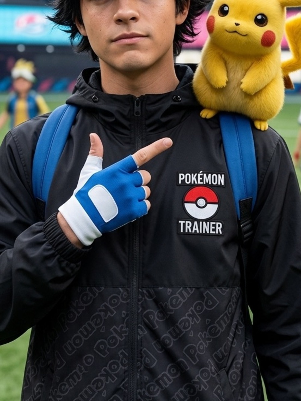 Pokémon Trainer Black Windbreaker Jacket size S